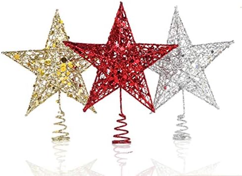 DOITOOL Сребърна Звезда Коледа Topper, Блестящ Коледа Коледа в цилиндър Звезден Декоративна Украса на Коледната Елха