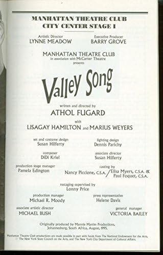 Песента на долината, Билборд Бродвейской пиеси + Лиса Гей Хамилтън, Мариус Вейерс