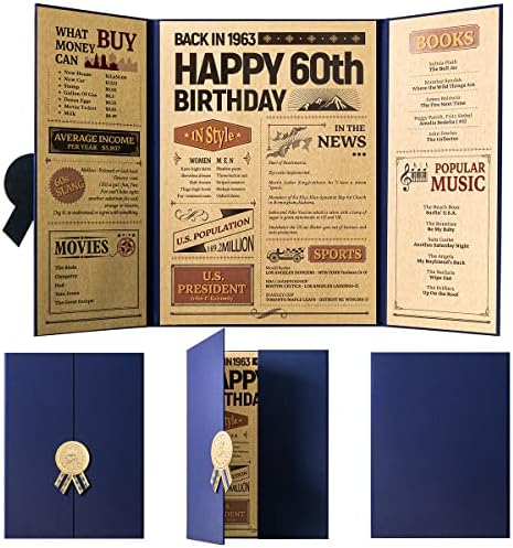 Плакат за партито в чест на 60-годишнината си, Сгънат на три пъти, със златни стикери с цифри, Празнични Аксесоари, Годишнина Бижута, Подаръци за рожден Ден за жените ?