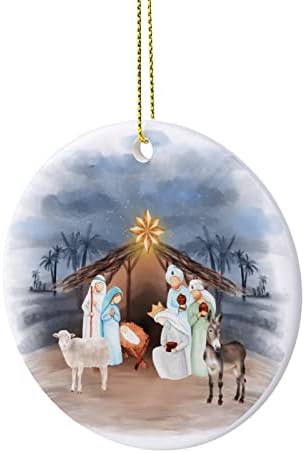 Керамичен Коледен Орнамент с Двустранно Изображение на Исус, Подаръци с Коледните Орнаменти за Приятели, семейство, Деца, коледа,