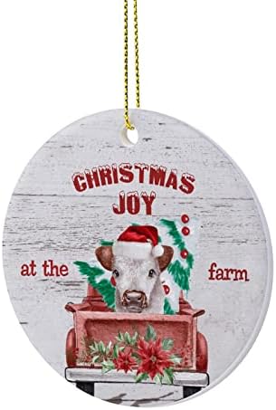 Коледни Украси в памет Селска Камион Коледна Радост на ферма Керамични Украшение Идеален Подарък за Украса на Коледна Елха Висящи