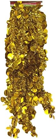 Златна Ярката Кръгла Декоративна Подвесная Коледна Празнична Мишурная Венец - 2 ЕЛЕМЕНТА (Злато)