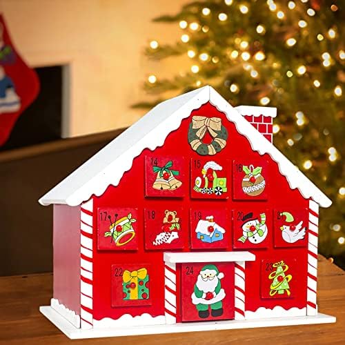 Коледна Украса Боядисаната Къща Със Снежна Покрива Календар За Обратно Броене Кутия За Съхранение На Бижута, Коледни Подаръци, Коледна