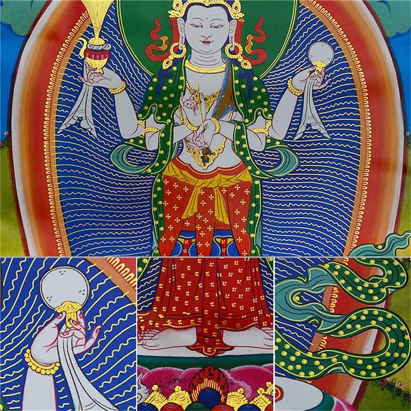 Гандханра Четырехрукий Авалокитешвара, Падмапани, Ченрезиг, Тибетски Живопис Тханка, Будистка Брокат Тханка, Гоблен на Буда с Преобръщане
