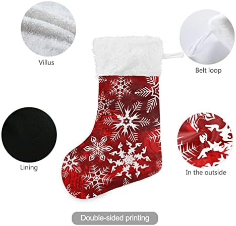 Коледни Чорапи ALAZA, Червен Фон с Снежинками, Класически Персонализирани Големи Чулочные Украса за Семейни Тържества, декорация