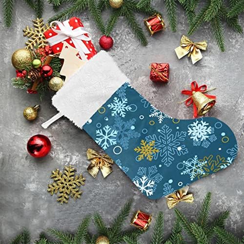 Коледни Чорапи ALAZA, Сини Снежинки, Класически Персонализирани Големи Чулочные Украса за Семейни Тържества, декорация за Партита,