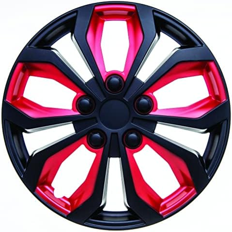 15-Цолови тасове Swiss Drive, Комплект от 4 броя - Луксозен черно-червен дизайн, 15 инча, Здрав и надежден - Автомобилни джанти
