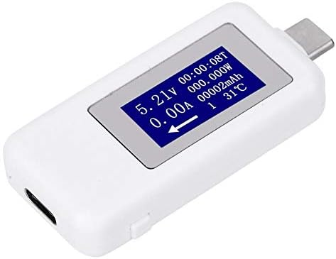 USB-Тестер Fafeicy Type-C, Многофункционален Цифров Волтметър за постоянен ток с Двупосочно напрежение (Бял), Амперметър
