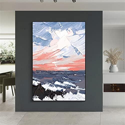 Дебела Цветна картина с маслени бои Небе от Океана, най-Големия Размер, Ръчно Рисувани, Абстрактна живопис, Начало Декор, Произведения