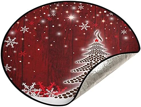 Коледна Елха Снежинка Коледно Дърво Мат Водоустойчив Шкаф За Дърво Тава Мат Килим Под Коледна Елха Аксесоар за Коледната Украса на Празничната Къща Хранене 28 Инча