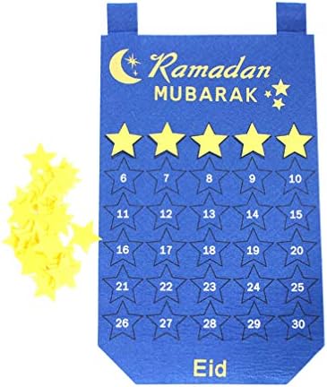 Amosfun Eid Mubarak Декорация от Филц Eid Mubarak Адвент-Календар Мюсюлмански Ислямски Украса Украшение Подарък със Звезда 30шт