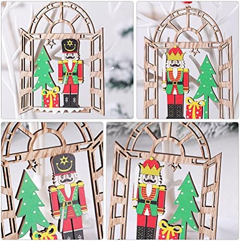 ABOOFAN 2 елемента Коледен DIY Wooden Висулка Лешникотрошачката Войници Врата Висящи (Както е показано) Подарък, за партита