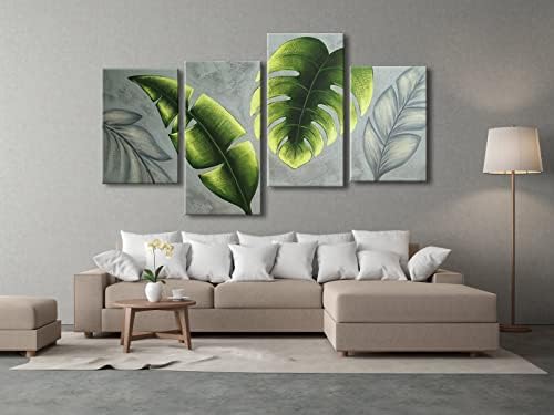 Wieco Art Големите Ботанически Картини на Стенно Изкуство върху Платно Абстрактни Зелени Листа Платно Стенно Изкуство за Всекидневна