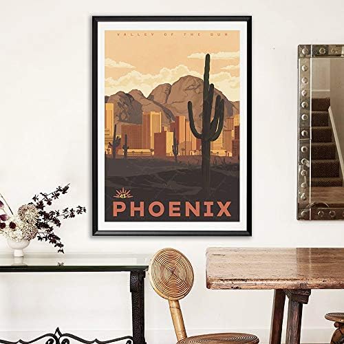 xtvin САЩ Аризона, Финикс Америка Ретро Пътен Плакат Художествена Печат на Платно Картина за Декорация на Дома, Подарък (12X18 инча)