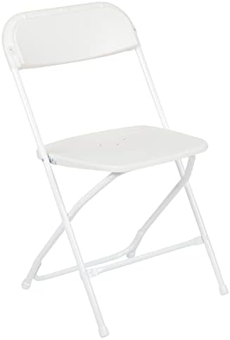 Пластмасов сгъваем стол от серията Flash Furniture Херкулес™ - бяло, товароносимост от 650 килограма, Удобен стол за провеждане на събития - лек сгъваем стол