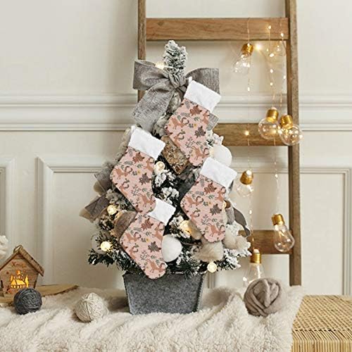 Коледни Чорапи ALAZA, Вълк и Елен в гората, Розови Класически Персонализирани Малки Декорации за Отглеждане за Семейни празници,