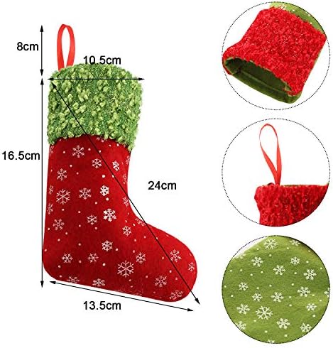 Syhood 9-Инчов Коледни Мини-Чорапи в Клетката С Снежинками Коледни Чорапи, Коледна Елха, Висящи на Отглеждане за Коледно Новогодишната