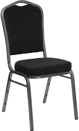 Флаш мебели от серията HERCULES Банкетна стол с възможност за сгъване на облегалката под формата на корони от черен плат с изображение
