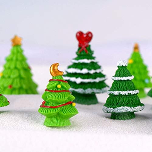 ULTNICE 40 БР. Мини Смола Коледно Дърво Микро Пейзаж Коледно Дърво Украса Фигурка На Миниатюрна Статуетка Коледно Дърво, Торта Бонсай Скулптура На Случаен Стил