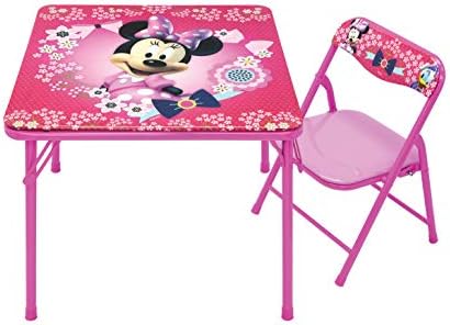 Комплект за практикуване на Minnie Mouse Table Blossoms & Bows Jr. с 1 Стол и Детски Походным стол, Сгъваем Стол с чанта за носене