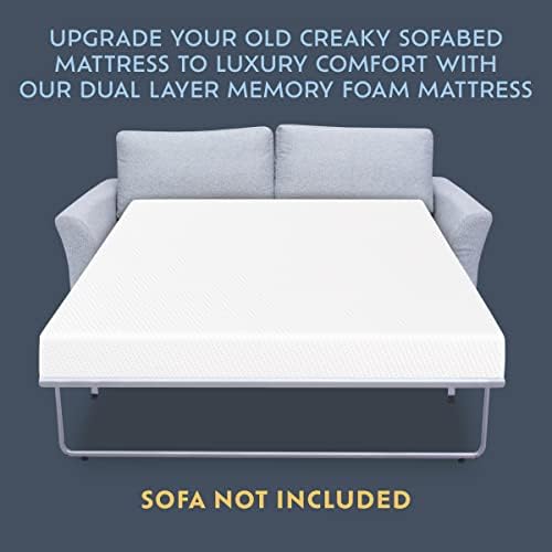 Преносимото матрак за разтегателни дивана Heyward Premium Memory Foam за пълноценно спане | 4,5 инча | Сертифициран в САЩ | Моющийся материал с противоплъзгаща основа | 73 L x 52 W x 4,5H