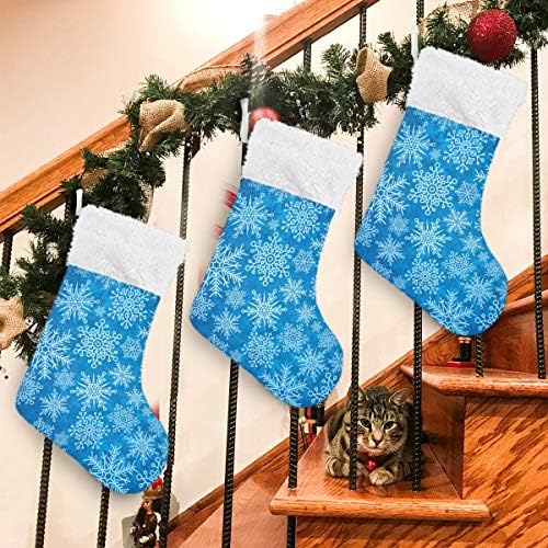 Коледни Чорапи ALAZA, Зимни Снежинки, Класически Персонализирани Големи Чулочные Украса за Семейни Тържества, декорация за Партита,
