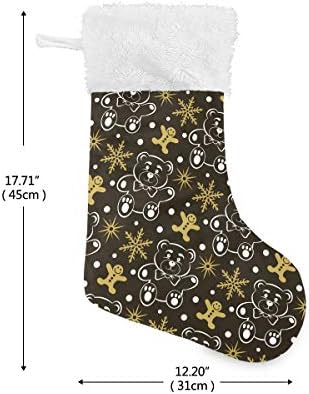 Коледни Чорапи ALAZA, Коледно плюшено Мече, Снежинки и Звезди, Класически Персонализирани Големи Чулочные Украса за Семейни Тържества,