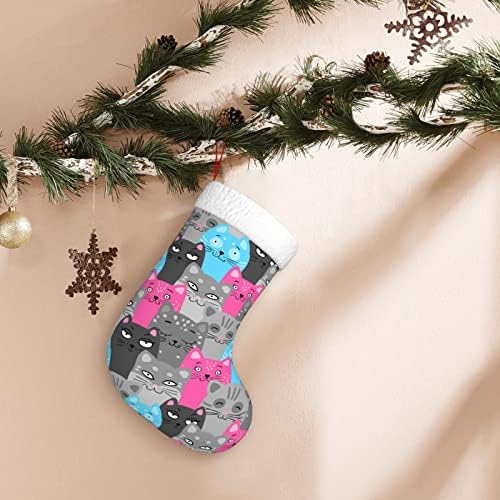 JBIFODE Сладък Цветен Коледни Чорапи с Котка, Коледни Чорапи с Удоволствие Мультяшными животни, Персонални Празнични Големи Чорапи