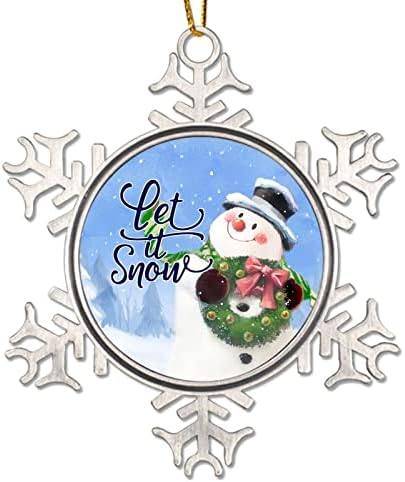Коледна Украса под формата на Снежен за деца, Нека Вали Сняг, Украси за Коледната Елха, Зимно Синьо Небе, Новост, Метална Снежинка,