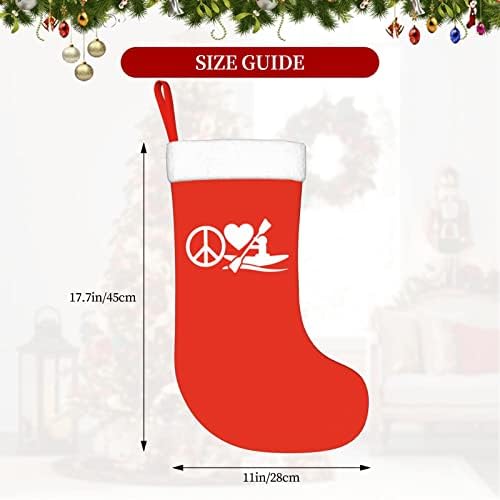 CUTEDWARF Peace Love Каяк Коледни Чорапи, Украшения за Елхи, Коледни Чорапи за Коледа на Празнични партита Подаръци 18 Инча