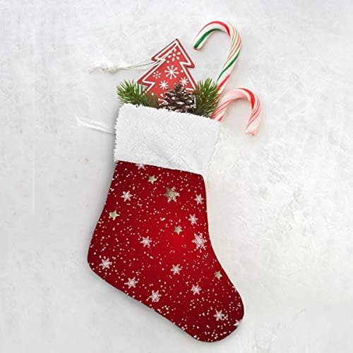 Коледни Чорапи ALAZA, Коледни Снежинки и Звезди, Класически Персонализирани Малки Декорации за Отглеждане за Семейни празници, Определени