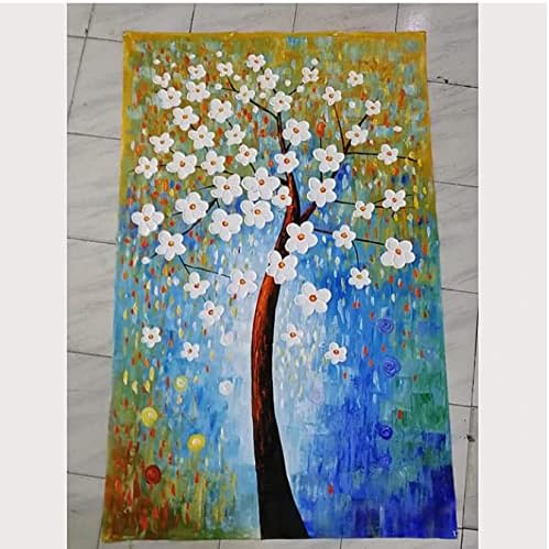 Текстура от фолио Tree Life Gold и Klein Blue Вертикална -една Пъстра Картина от злато и 3D-нож Цветя и Гори, Ръчно рисувани -Голяма Картина с маслени бои, Модерен Абстрактен пла?