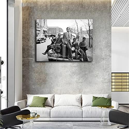 Снимка на афро-американски, Три момчета в кола, Великденско утро, Саут Сайд в Чикаго, 1941, Черна живопис, фотограф Ръсел Лий, Възпроизвеждане
