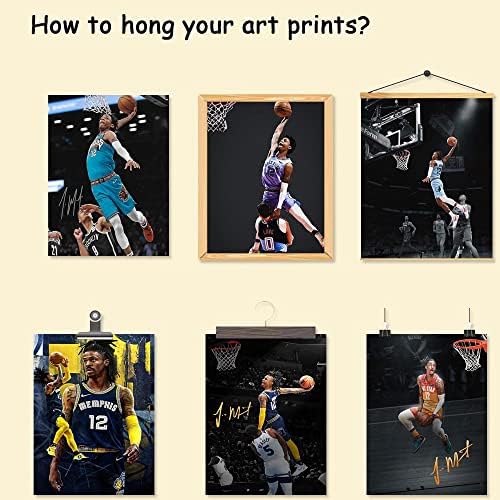 Плакат Ja Morant Dunk, Вдъхновяващи баскетболни комплекти от 6 стаи, Естетична Художествена картина Youngboy, Платно, Стенно Изкуство, Интериор за спални, подарък за любители?