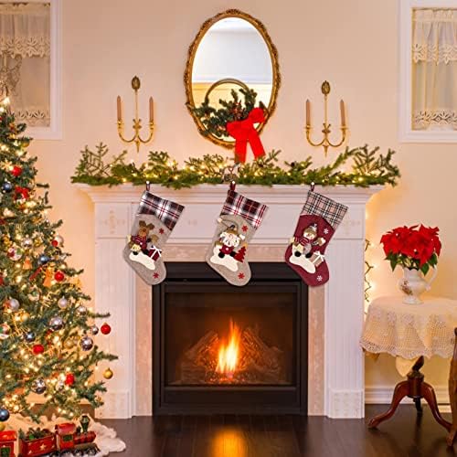 Витражи За прозорци с Правоъгълна Коледен Отглеждане Големи Коледни Чорапи Украшение на Дядо коледа, Снежен човек Отглеждане с Елени