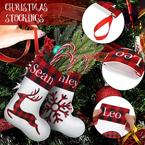 36 Опаковки, Коледни Чорапи С Интериора Украса, Коледни Чорапи с Червена Клетка от Бъфало, Подаръчни Карти, Пакет за Предложения, Мини-Коледен Камина, Окачени Чорапи