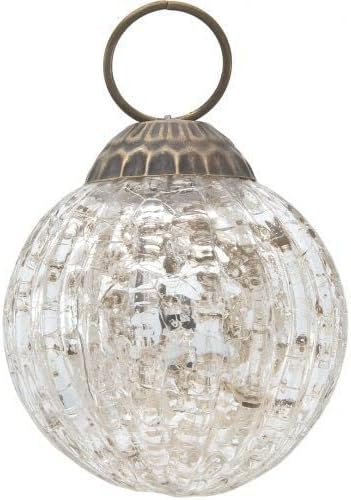 3 опаковки | Luna Bazaar Украса от голям живачен стъклена топка (2,25 инча, сребро, дизайн Mona) - една Чудесна идея за подарък, за декорация в ретро стил за Коледа, специални сл?