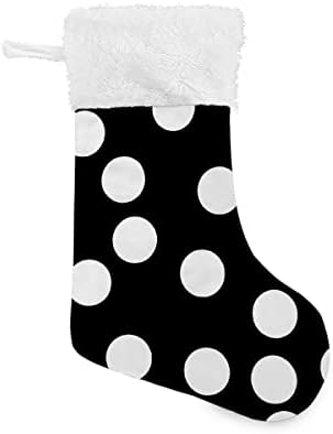 Коледни Чорапи В Бял, Черен Боб, Черна и Бяла Плюшен Маншет, Мерсеризованный Кадифе, Семеен Празник, Персонални Голям Отглеждане,
