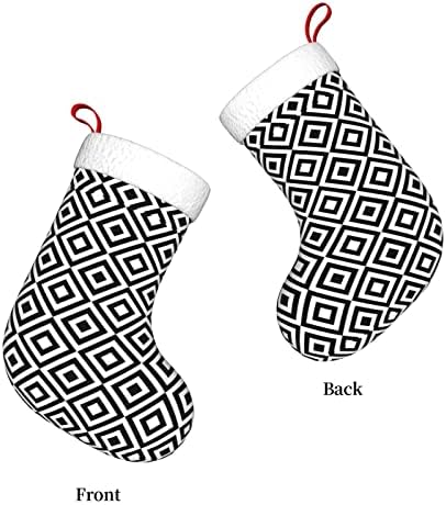 Геометрични Черно-бели Квадрати CUTEDWARF, Коледни Чорапи, Украшения за Елхи, Коледни Чорапи за Коледно парти, Подаръци 18 Инча