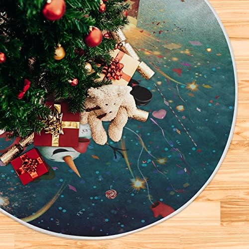 Декорация на Поли във формата на Коледно ALAZA, едно Малко Бижу под формата на Мини-Поли във формата на коледно дърво 35,4 Инча с Весел Снеговиком и Фойерверки за Коледн?