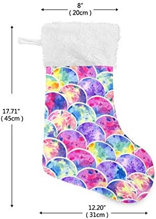 Коледни Чорапи ALAZA в Ярки Преливащи се Чешуе, Класически Персонализирани Големи Чулочные Украса за Семейни Тържества, декорация за Партита, 1 опаковка, 17,7
