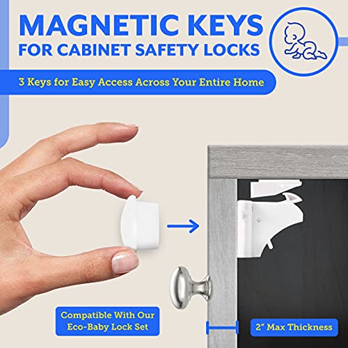 Универсални Сменяеми ключове за магнитни брави за шкафове Защита от деца чекмеджета и шкафове - Брави за шкафове със защита от деца (само 3 ключа) от Еко-Бебе