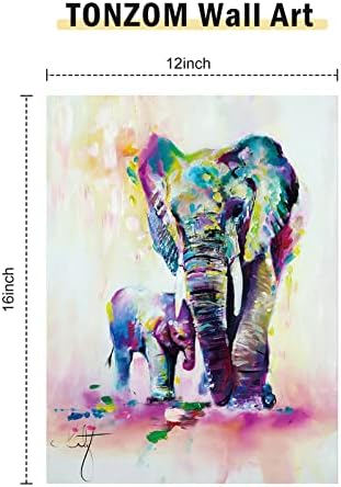ТОНЗОМ Платно Стенно Изкуство за Декор на Стаята Рамка Слон, един слон теле Акварел