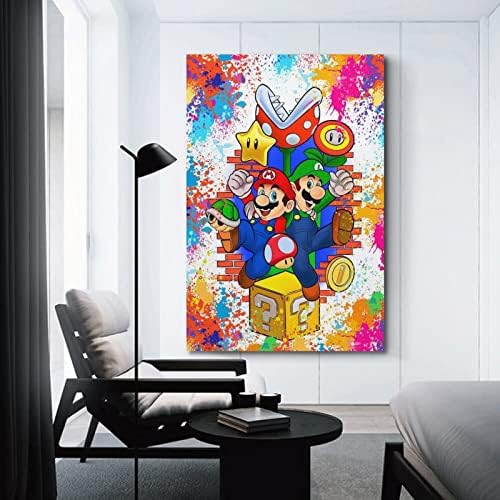 Анимирани плакат # Mario Bros . # Игри Плакат на Филма, Платно, Плакат, монтиран на стената Артистичен Интериор, Принт, Картини за Всекидневна, Декориране на Спалня, 12x18 инч