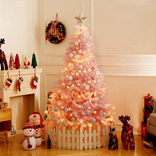 Изкуствена Коледна Елха SHUISHU, Коледна Украса с Коледни Орнаменти и Гирлянди, Подаръци за деца от 120 см, Розово 1123 (Размер: B)