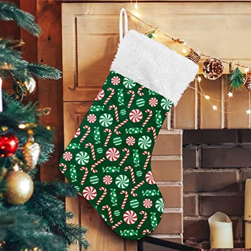 Коледни Чорапи, Коледни Бонбони На Захарни Зелени Бели Плюшени Белезници От Мерсеризованного Кадифе Семеен Празник Персонализирани