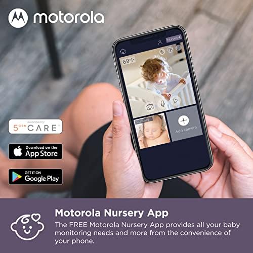 Motorola Baby Monitor VM855-5 WiFi Видеоняня с 2 камери, за монтиране на детско креватче -се Свързва с приложението на телефона, обхват 1000 фута, Двупосочен звук, Разделяне на екрана,