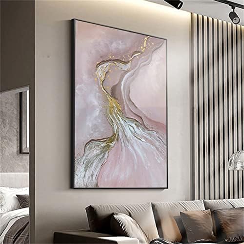 ZJHYXYH Розово-сив Пейзаж, Абстрактна Ръчно Рисувани Голяма Проста Картина с маслени Бои на Платно Художествена Стенни Картини за