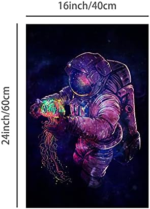 Дзенш, Плакат на Космонавта Външна Вселена, Стенни Артистични Щампи Звездната Светлина, Готина Планета, Декоративни Картини за Стаята на Момчетата, Без Рамка 16x24 ин