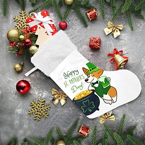 Коледни Чорапи ALAZA, Сладко Куче Corgi, Деня на Св. Патрик, Класически Персонализирани Големи Чорапи, Бижута за Семейни Тържества,